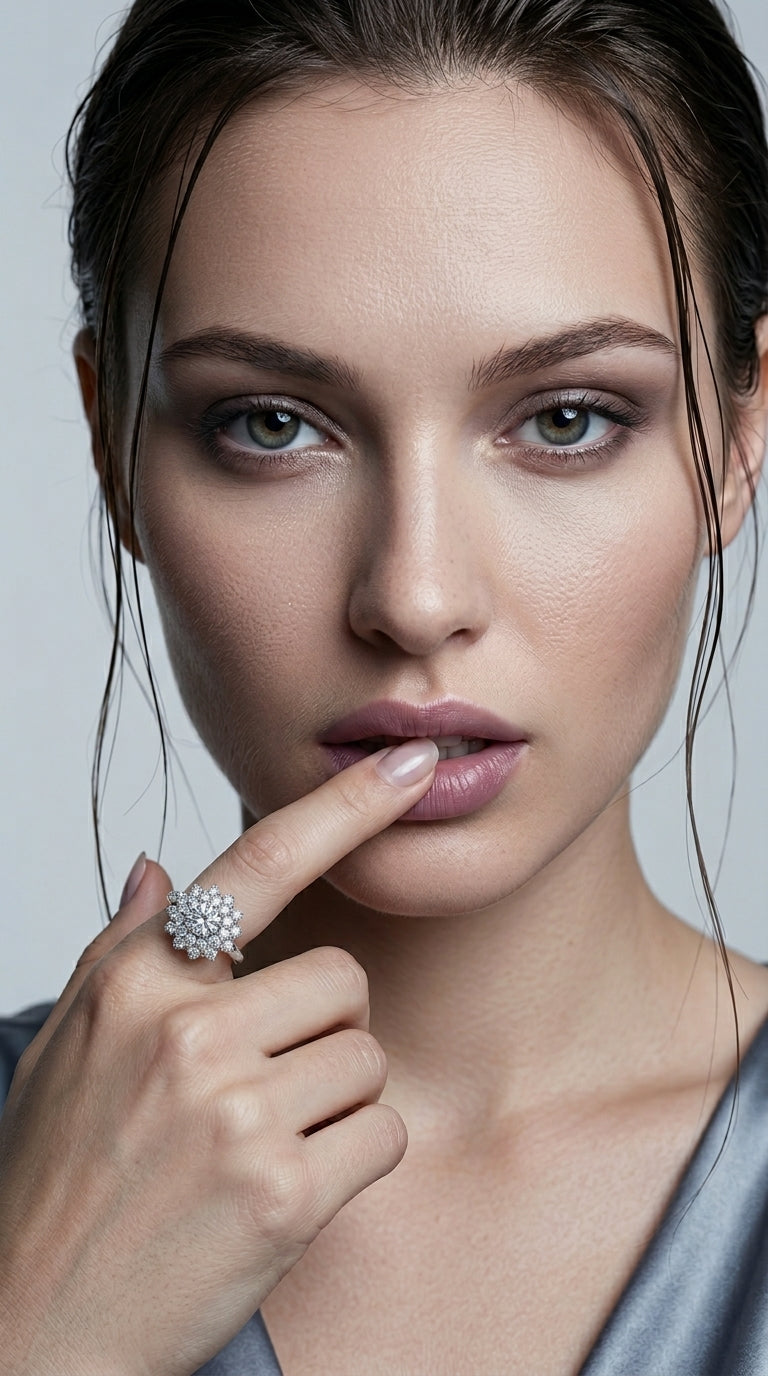 Moissanite Flower-Shape Split Shank Ring