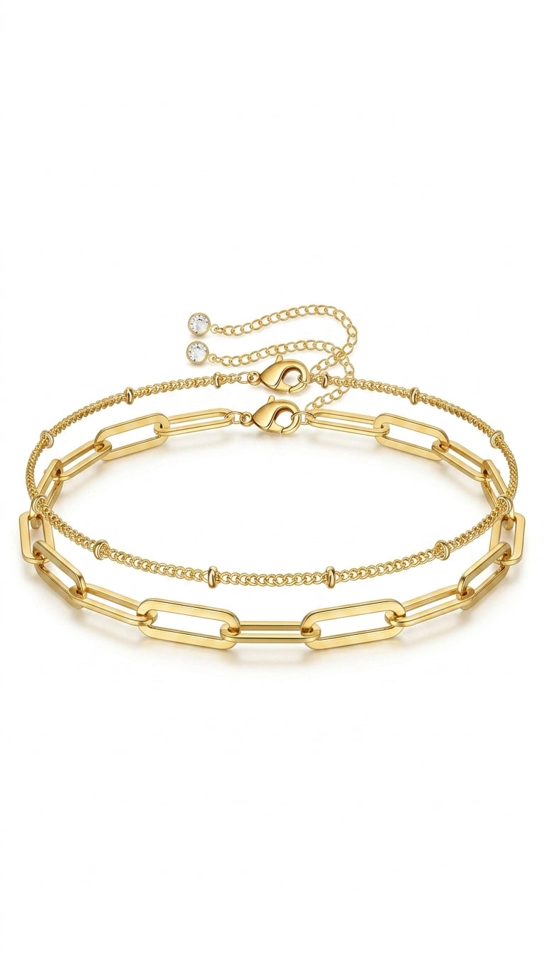 Dainty Gold Bracelets For Women, 14K Gold Filled Adjustable Layered Bracelet Cute Evil Eye Oval Chain Pearl Bar Turtle Gold Bracelets For Women Jewelry