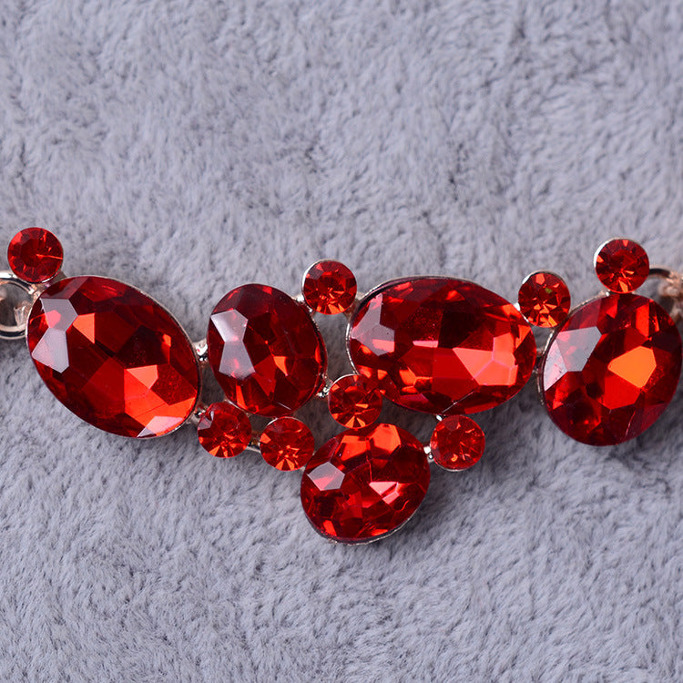 Bridal jewelry alloy plating, Rhinestone Necklace, earring set, wedding dress accessories