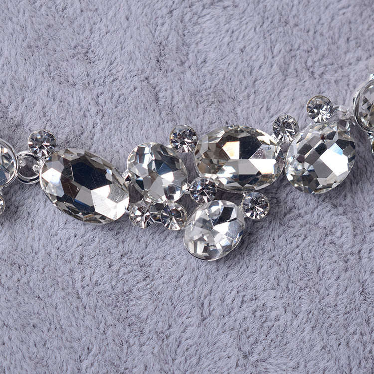 Bridal jewelry alloy plating, Rhinestone Necklace, earring set, wedding dress accessories LaDidier Jewelry