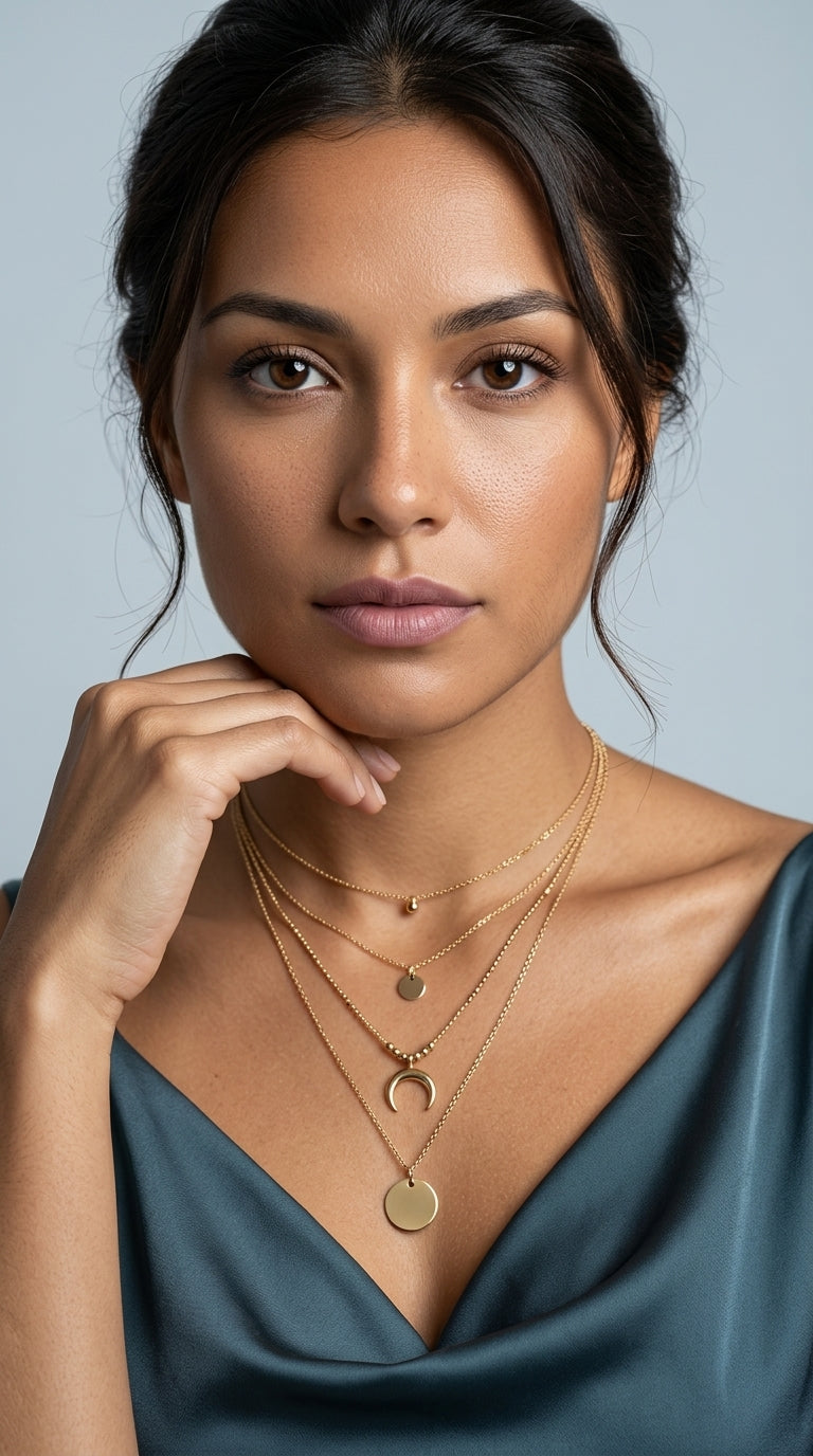 Multi-layer Moon Pendant Necklaces for Women Bohemian Wafer Elegant Necklace