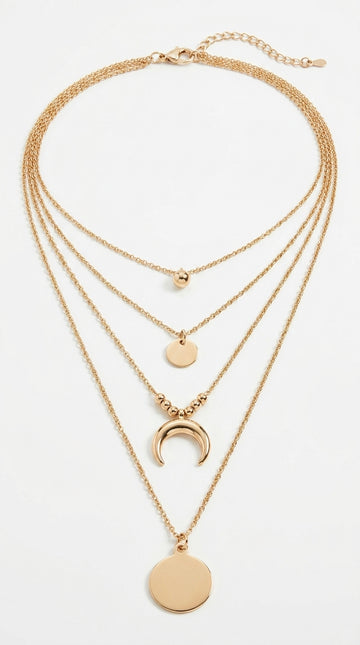Multi-layer Moon Pendant Necklaces for Women Bohemian Wafer Elegant Necklace