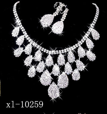 Gorgeous Diamond Necklace Set Wedding Bride Evening Costume Jewelry Set LaDidier Jewelry