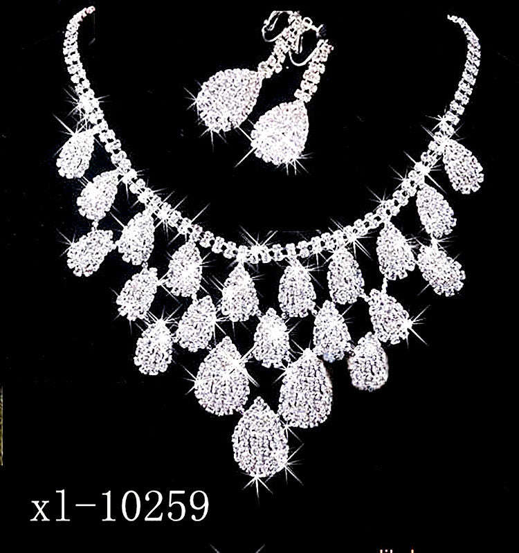 Gorgeous Diamond Necklace Set Wedding Bride Evening Costume Jewelry Set LaDidier Jewelry