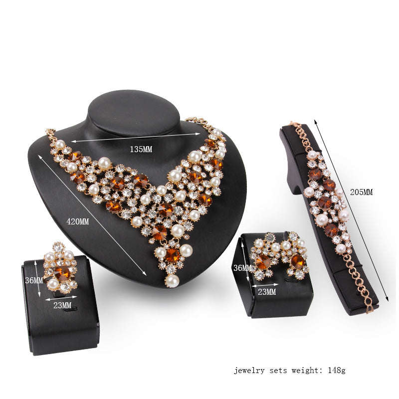 Four-piece Bridal Clothing Accessories Necklace Earrings LaDidier Jewelry