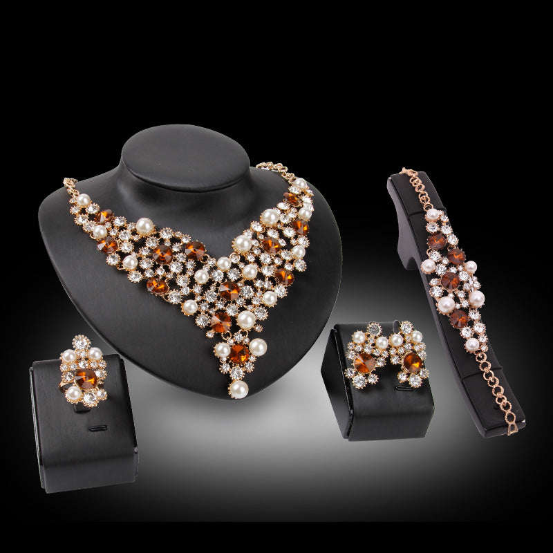 Four-piece Bridal Clothing Accessories Necklace Earrings LaDidier Jewelry