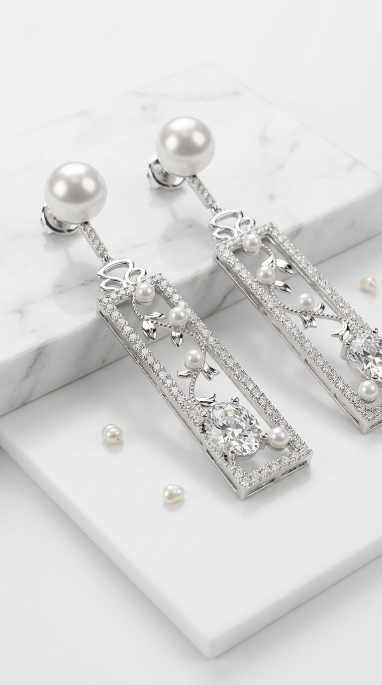 Pearl Earrings, Opal Earrings, Creative Long Earrings