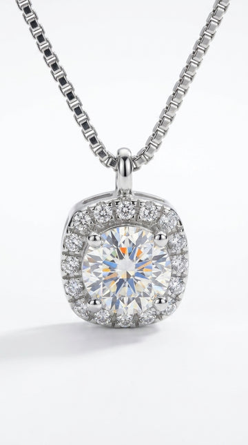 Moissanite Pendant Platinum-Plated Necklace