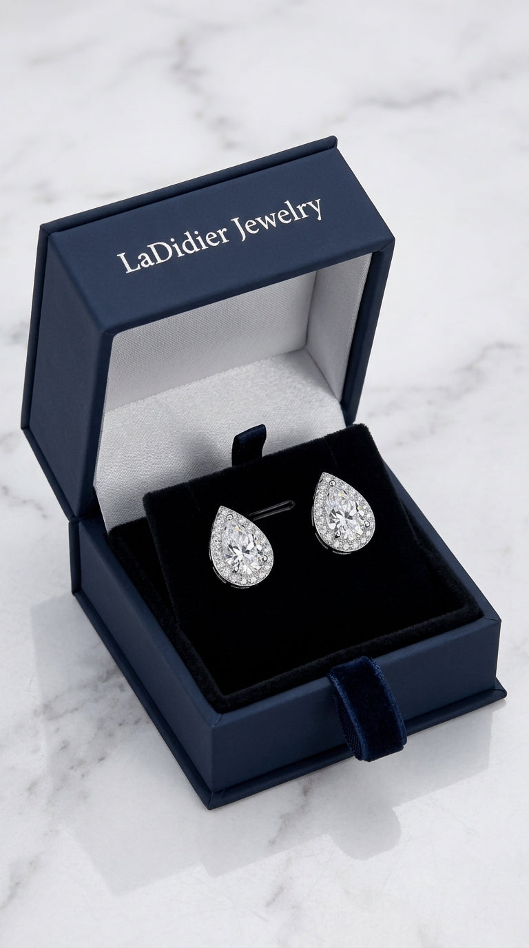 Moissanite Teardrop Stud Earrings