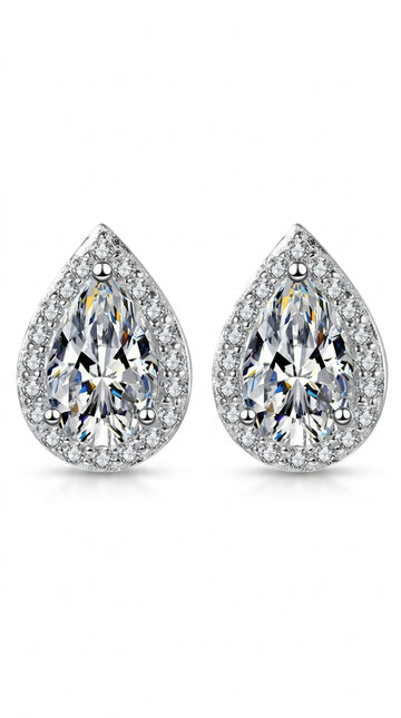Moissanite Teardrop Stud Earrings