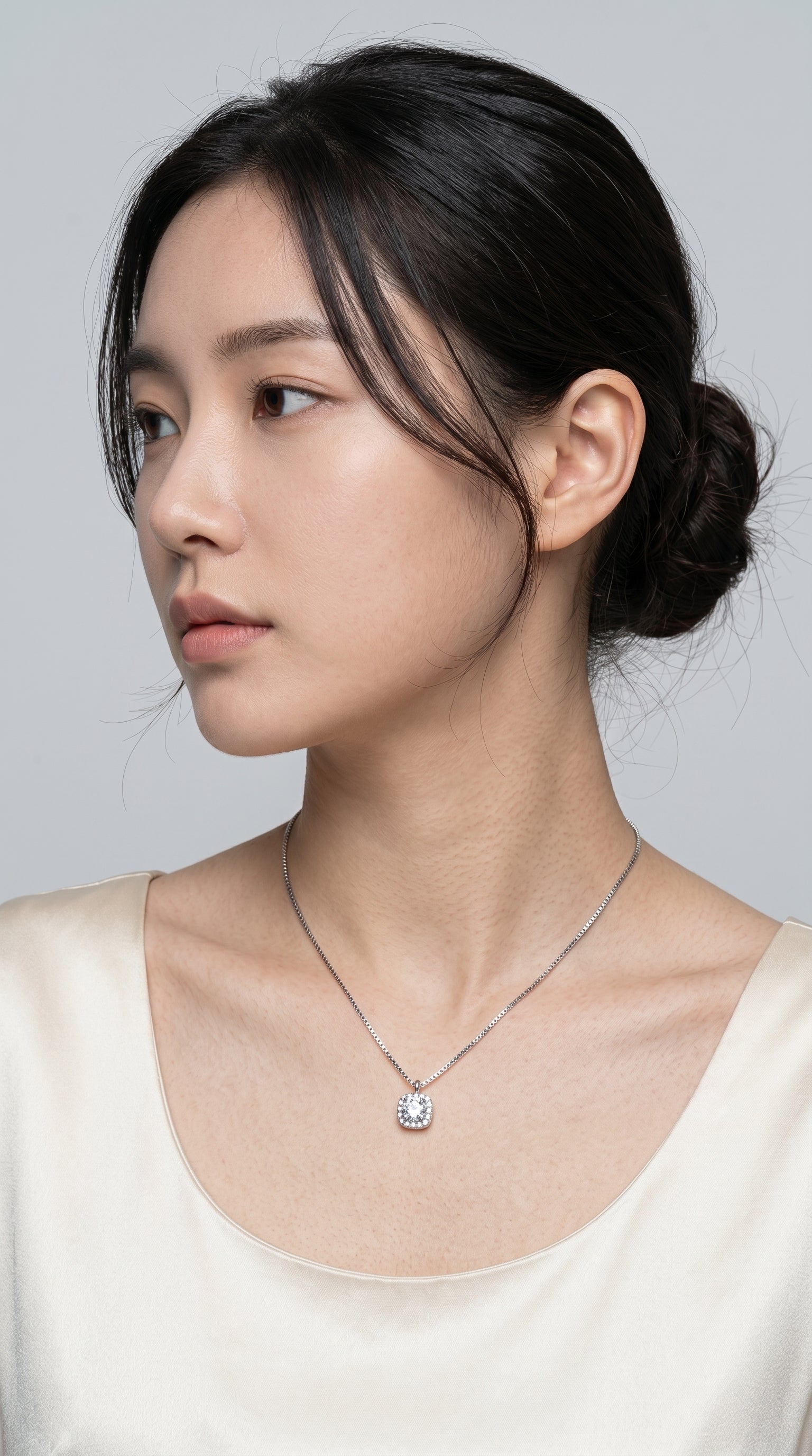 Moissanite Pendant Platinum-Plated Necklace