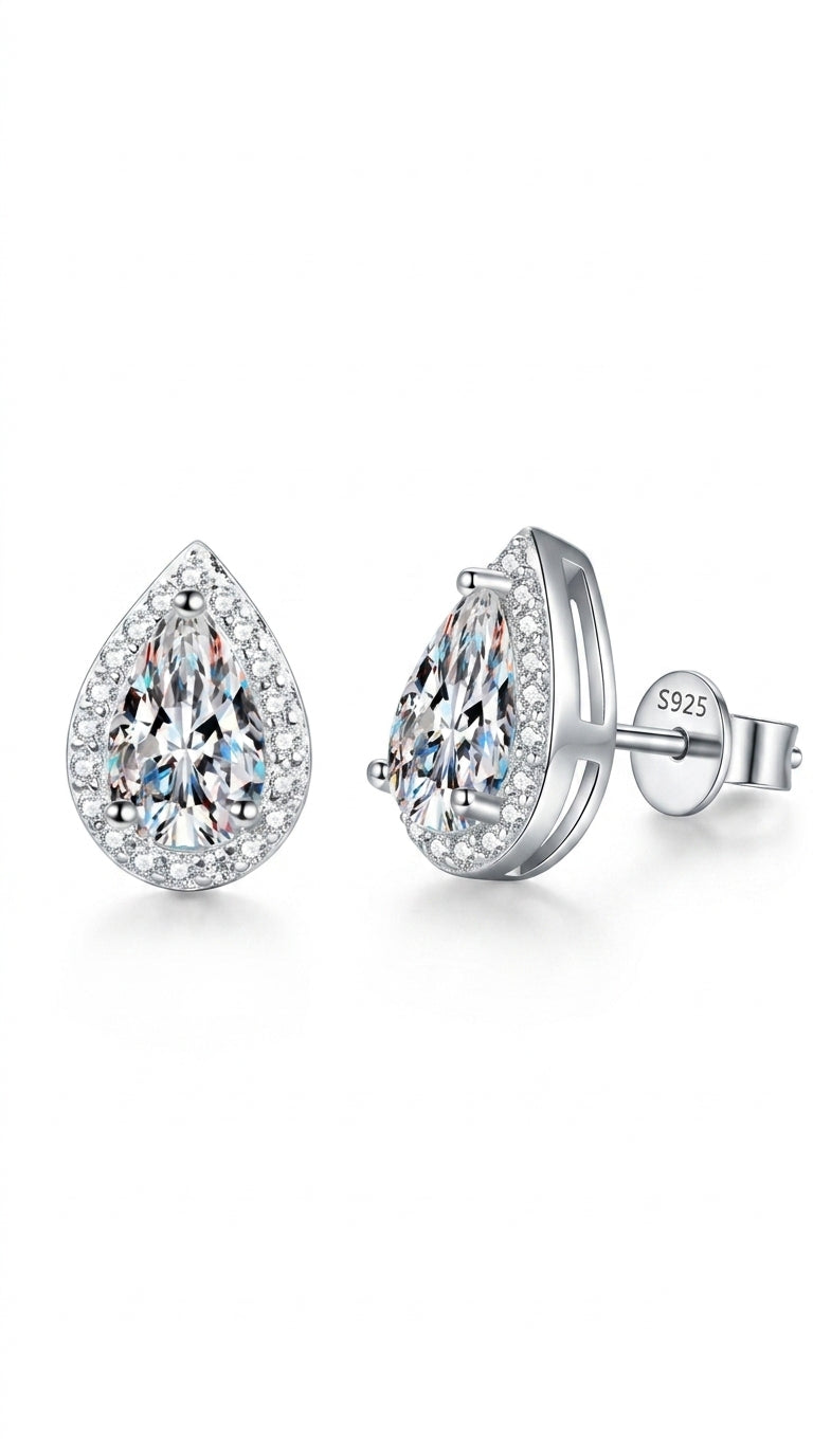 Moissanite Teardrop Stud Earrings