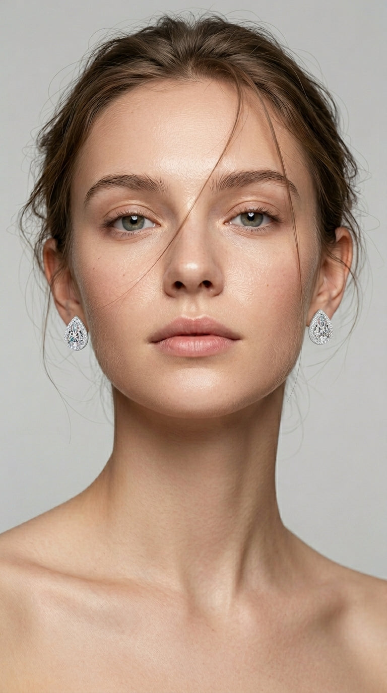 Moissanite Teardrop Stud Earrings