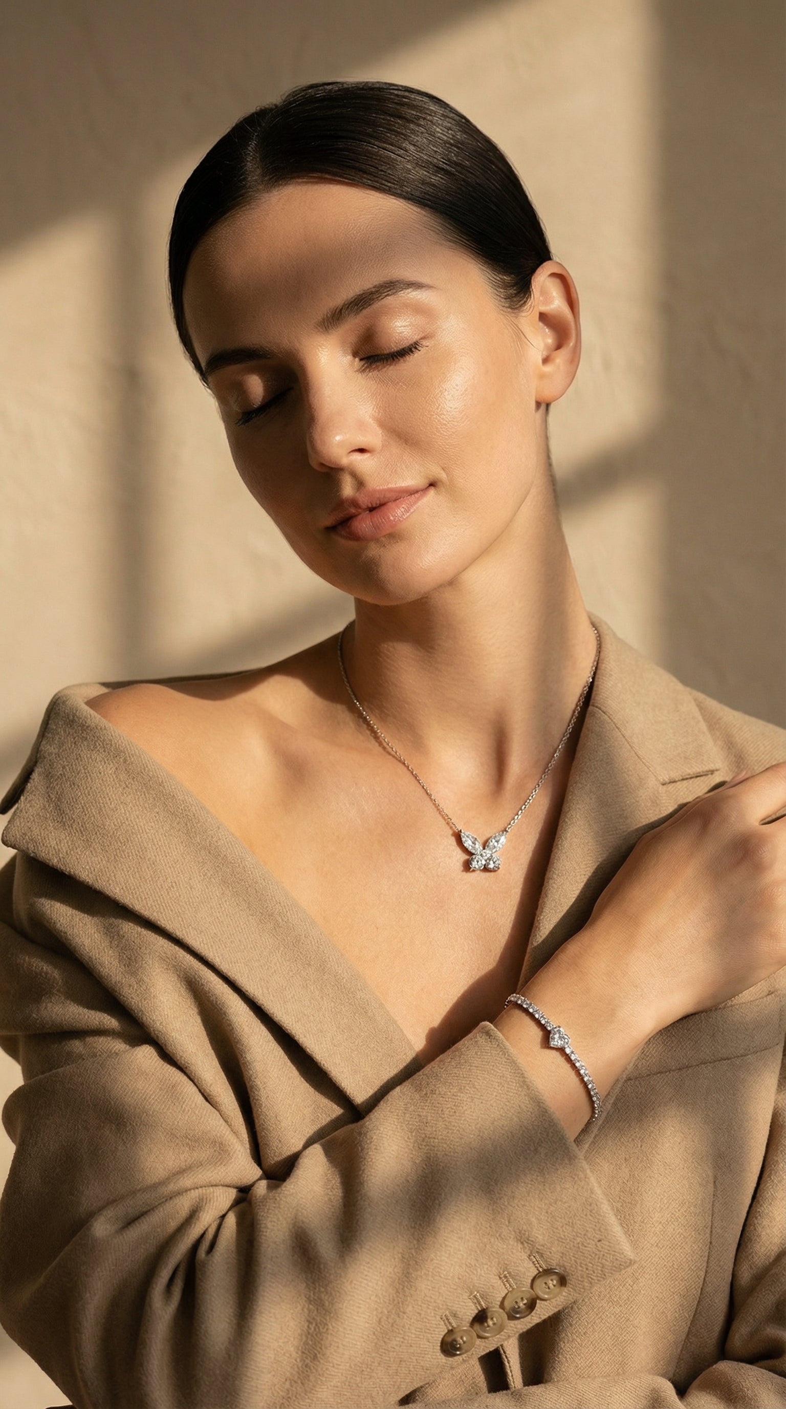 925 Sterling Silver Moissanite Butterfly Necklace