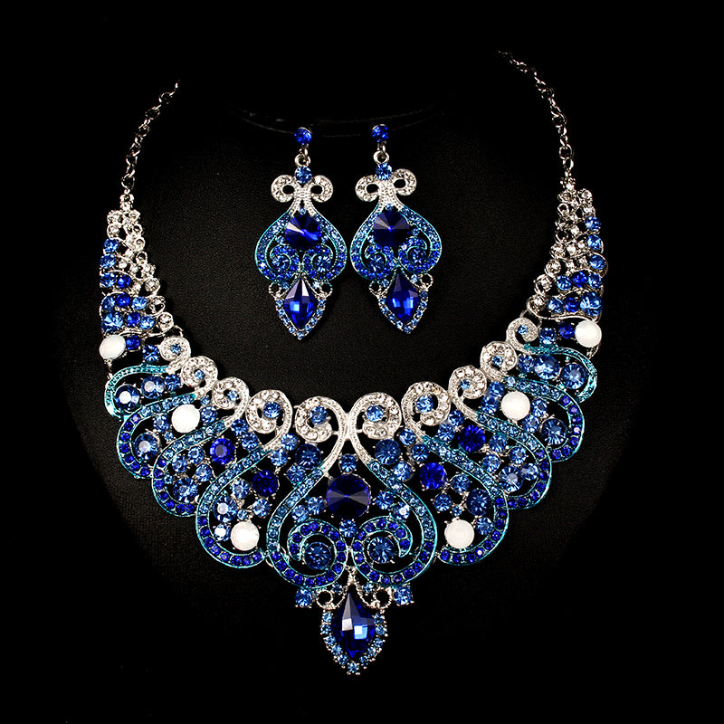 Colorful Bride Necklace, Earring set, Alloy Color Plating