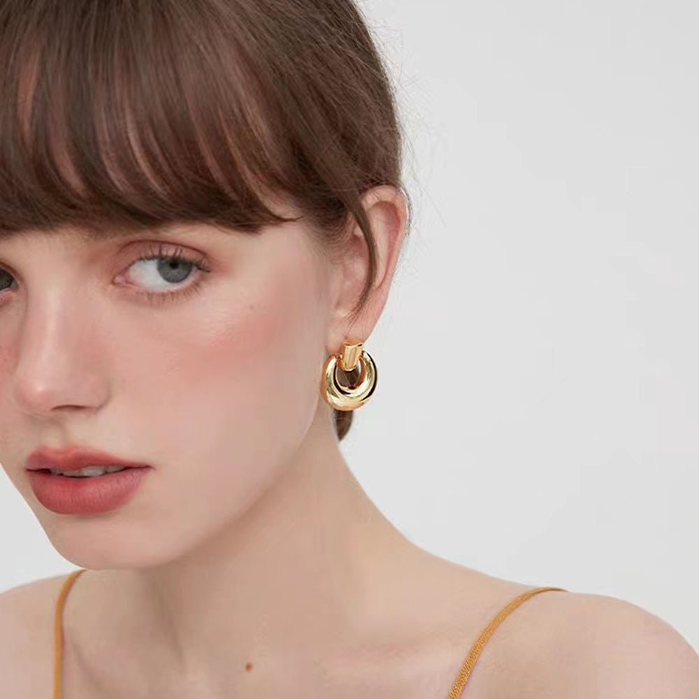 Fashion Simple Round Studs Stainless Steel Anti-allergy Women's Daily Jewelry Wear