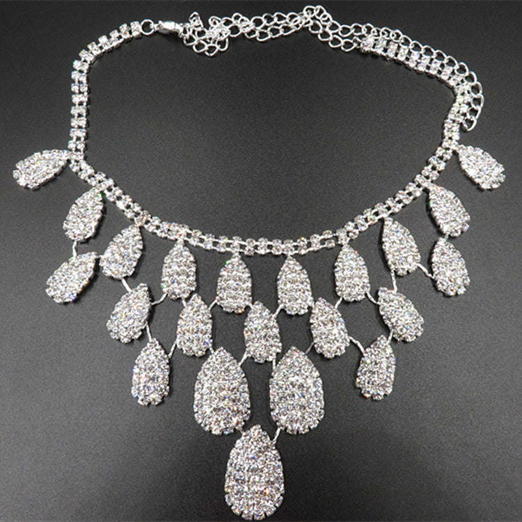 Gorgeous Diamond Necklace Set Wedding Bride Evening Costume Jewelry Set LaDidier Jewelry