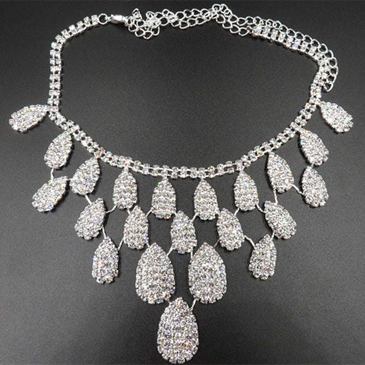 Gorgeous Diamond Necklace Set Wedding Bride Evening Costume Jewelry Set LaDidier Jewelry