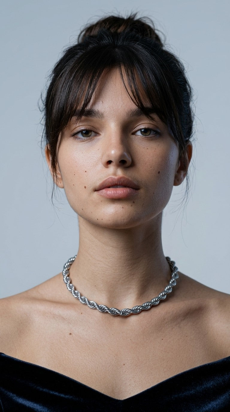 IngeSight.Z Goth Gothic Metal Twisted Rope Chain Choker Necklace Simple Minimalist Short Clavicle Collar Neck Necklaces Jewelry