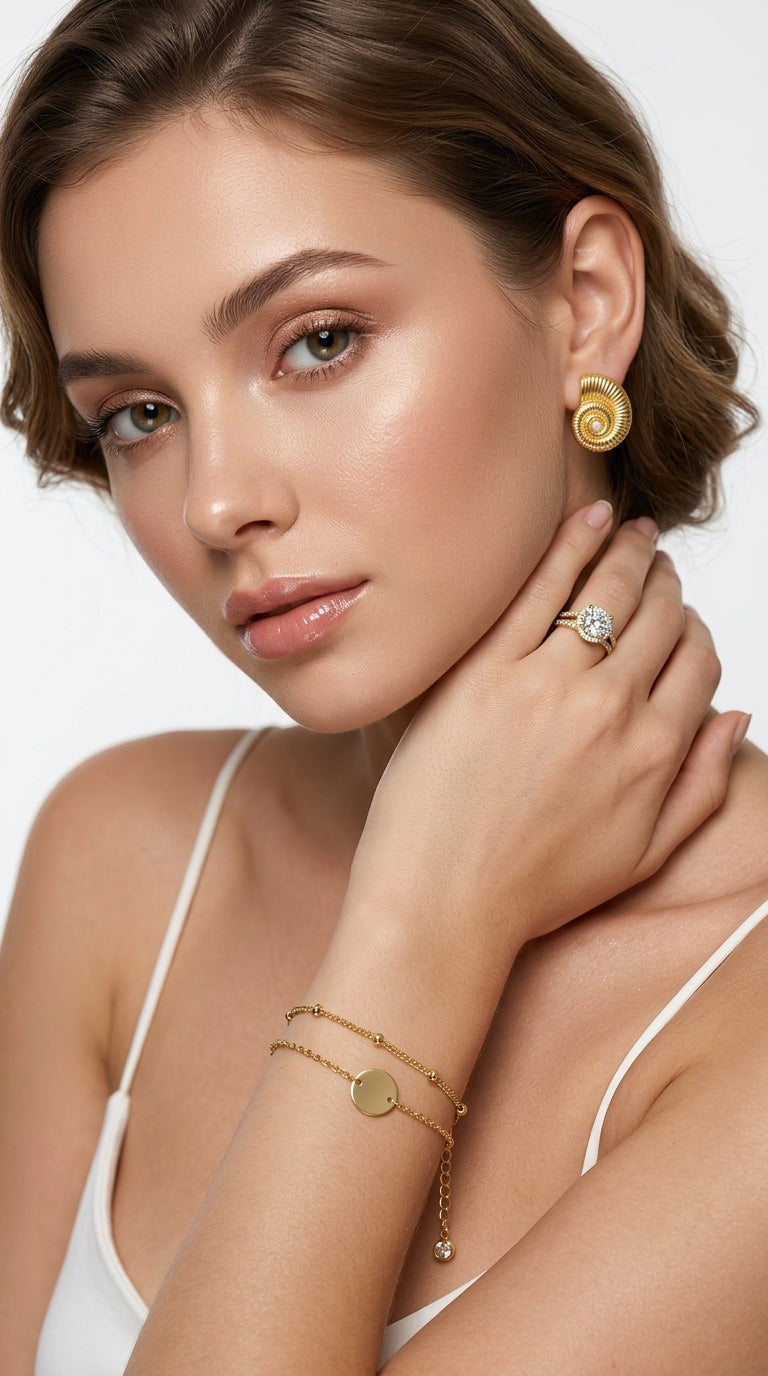 Dainty Gold Bracelets For Women, 14K Gold Filled Adjustable Layered Bracelet Cute Oval Chain  Bar Gold Bracelets For Women Jewelry