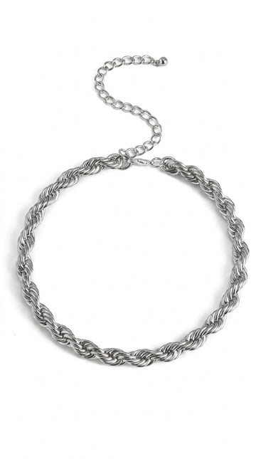 IngeSight.Z Goth Gothic Metal Twisted Rope Chain Choker Necklace Simple Minimalist Short Clavicle Collar Neck Necklaces Jewelry