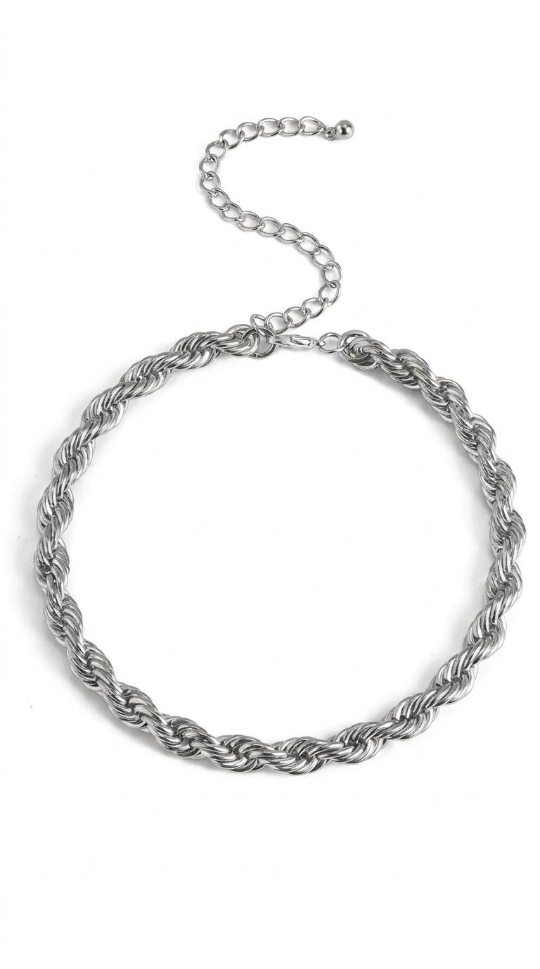 IngeSight.Z Goth Gothic Metal Twisted Rope Chain Choker Necklace Simple Minimalist Short Clavicle Collar Neck Necklaces Jewelry
