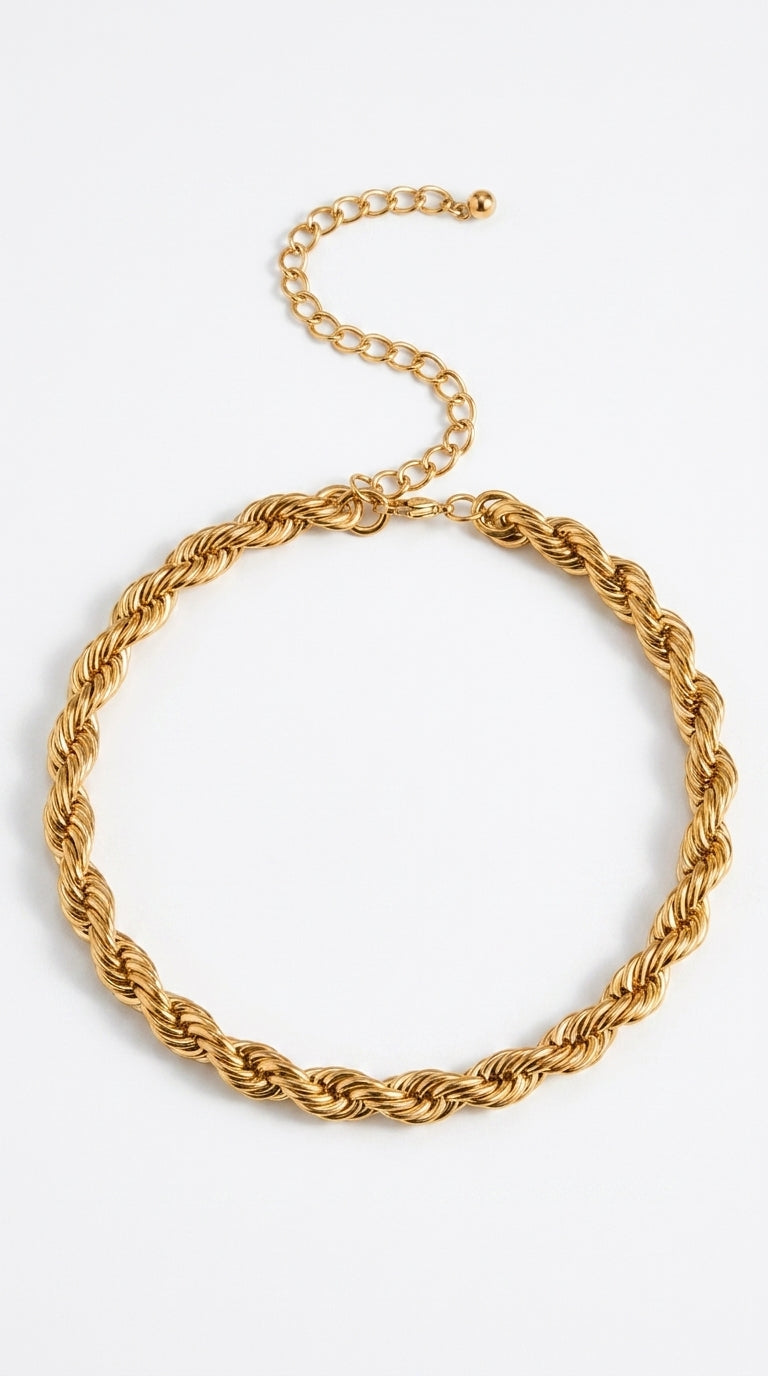 IngeSight.Z Goth Gothic Metal Twisted Rope Chain Choker Necklace Simple Minimalist Short Clavicle Collar Neck Necklaces Jewelry