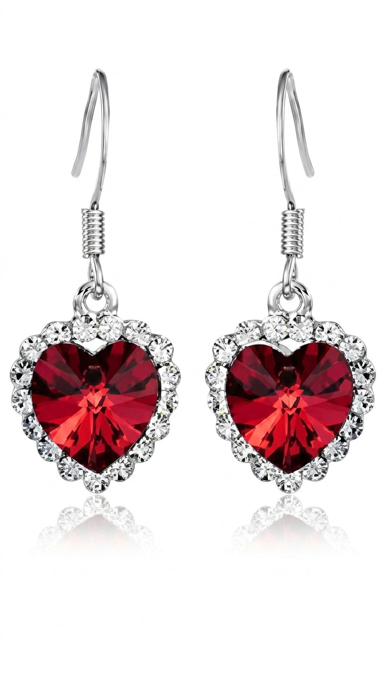 Ocean Heart Crystal Earrings, Crystal Earrings
