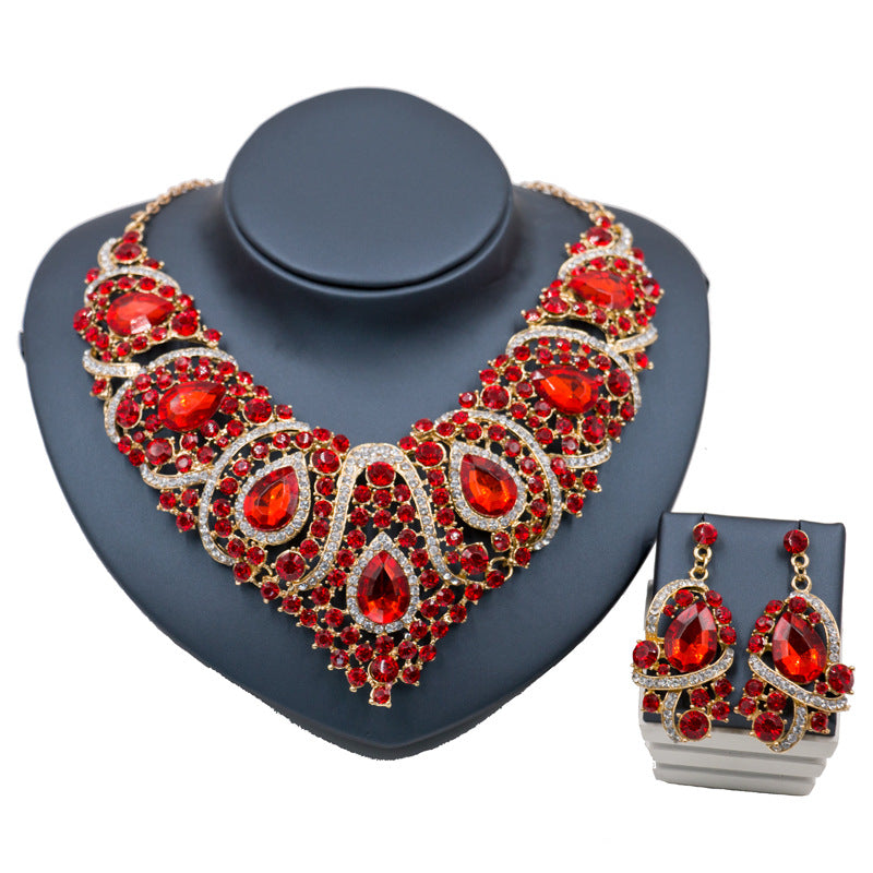 Colorful Bride Necklace, Earring set, Alloy Color Plating