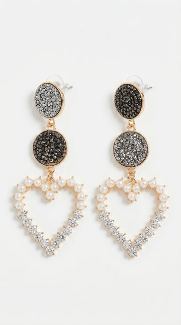 Round Earrings, Long Earrings, Rhinestone Pearl Earrings