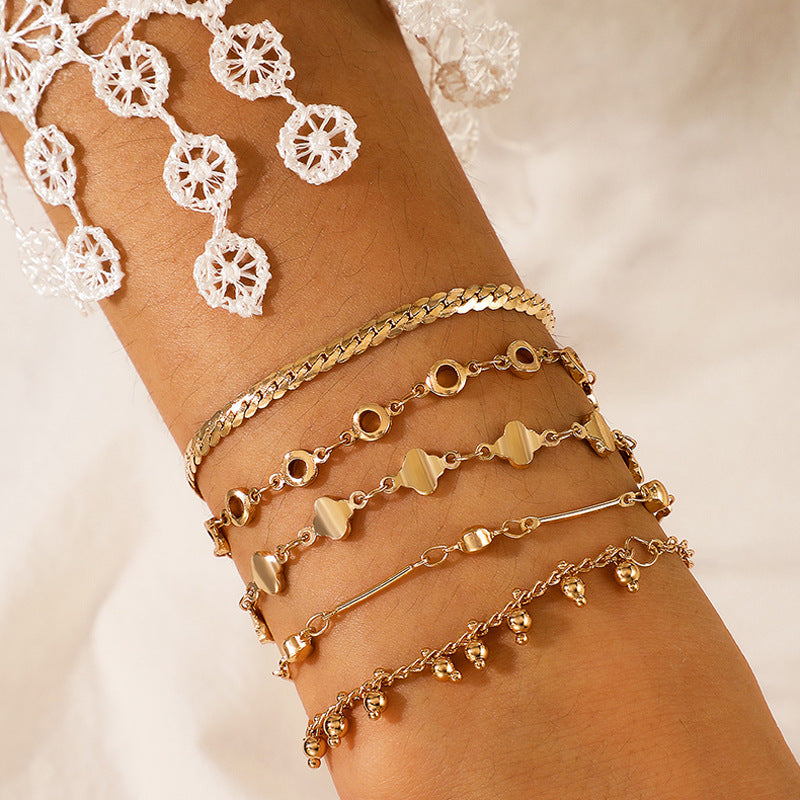 Boho Style Flower Starfish Buckle Circle Bracelet Set