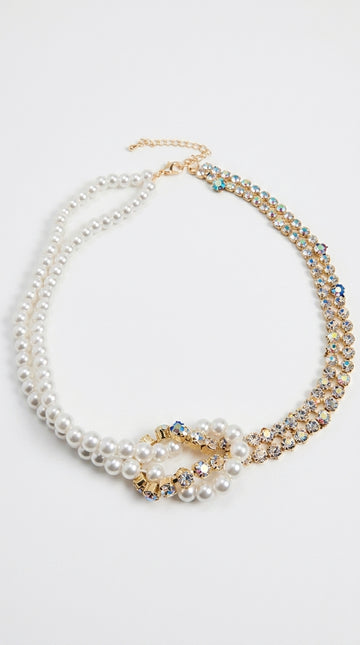 Pearl Crystal Choker Necklaces For Women Short Chain Rhinestone Necklaces Statement Jewelry
