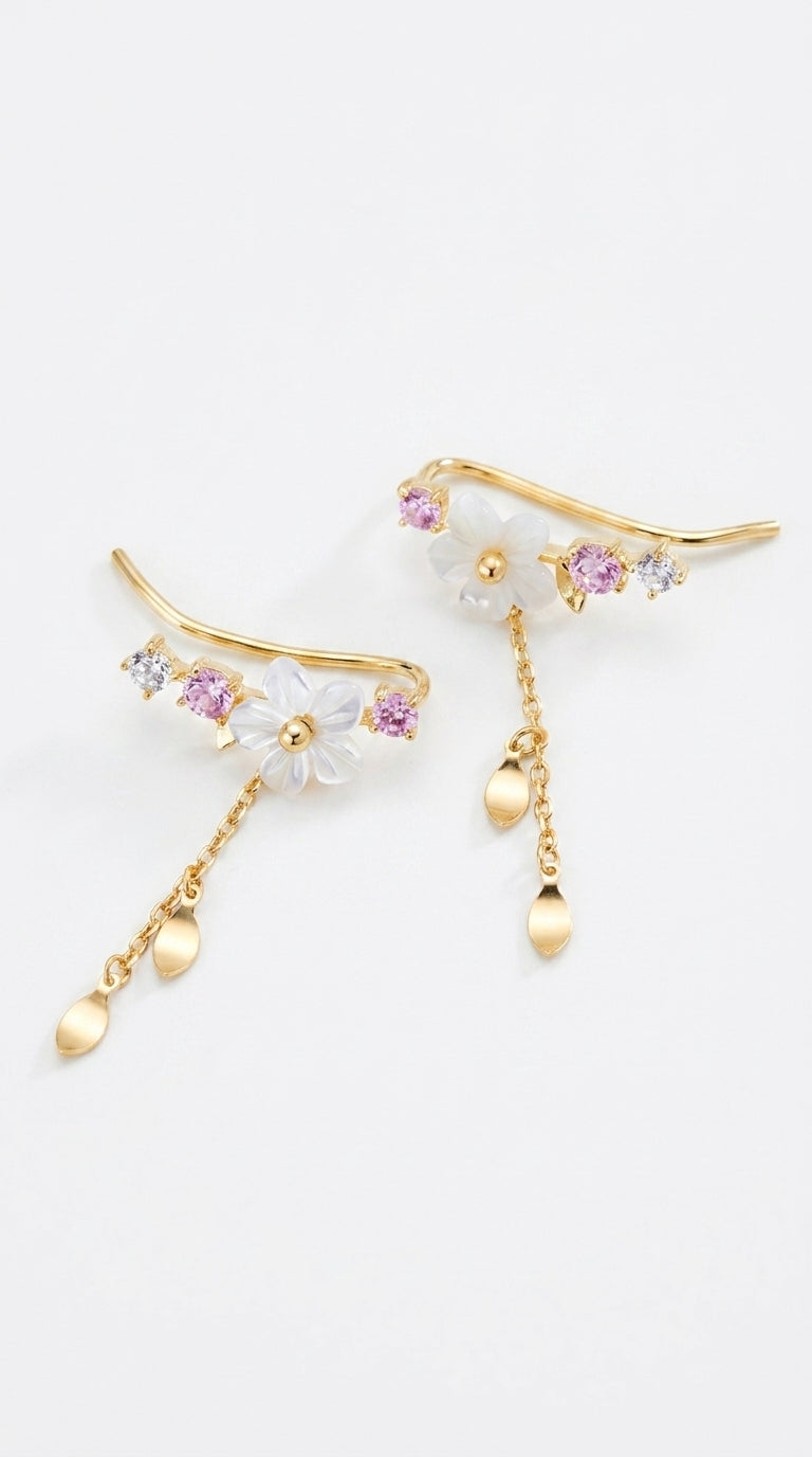 Shell Flower Earrings - Floral Design Earrings