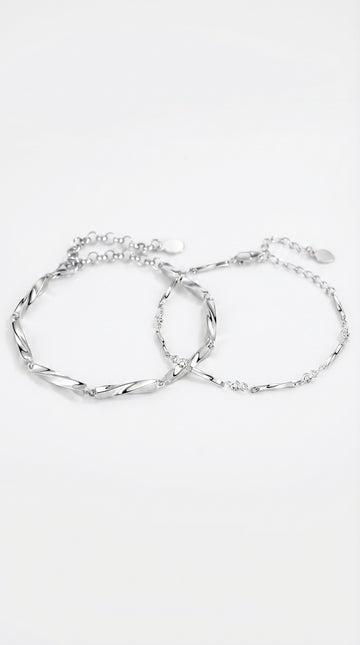 Fashionable Couple Bracelets Sterling Silver Plated