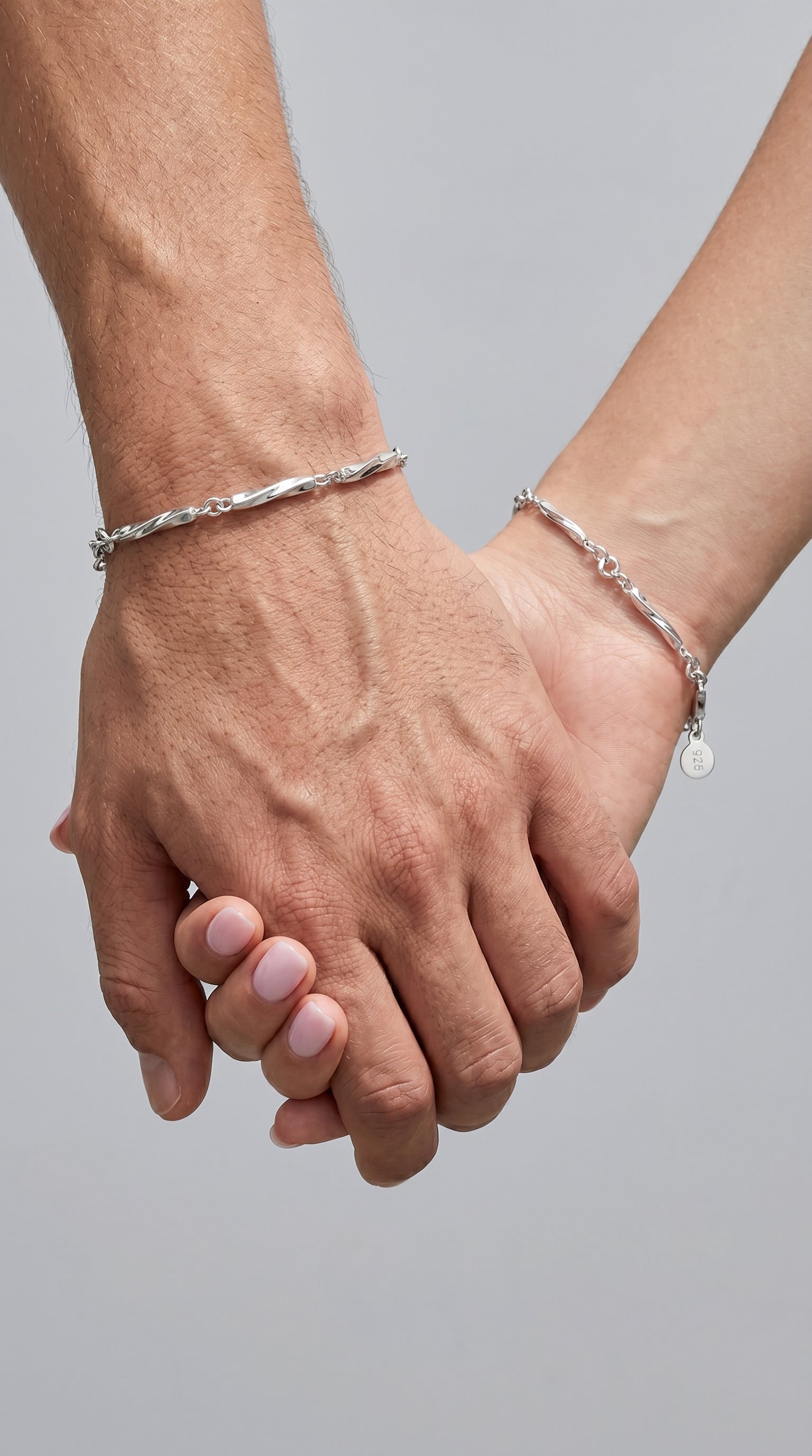 Fashionable Couple Bracelets Sterling Silver Plated