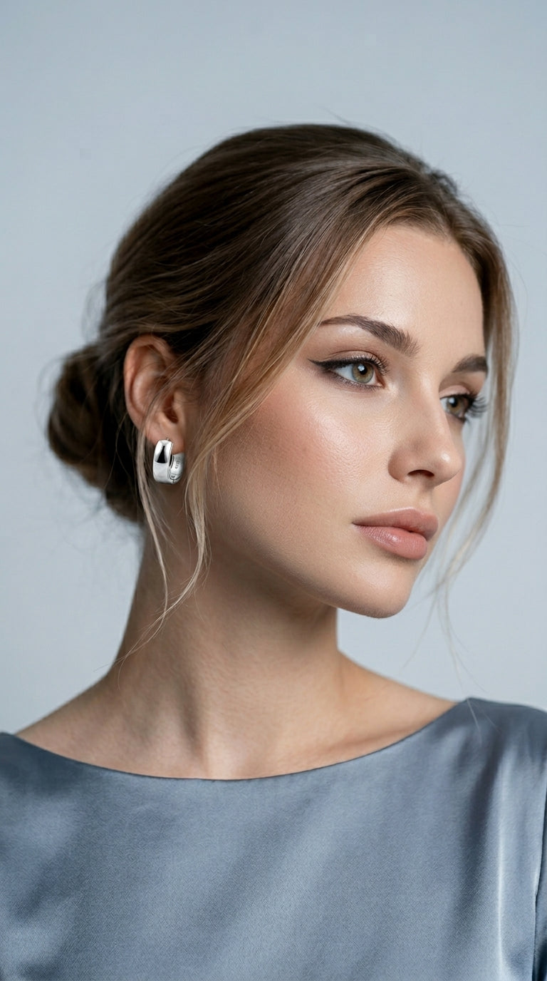 925 Sterling Silver Earrings Small Chunky Silver Earrings for Women Trendy Chunky Hoop Earrings Silver Hypoallergenic Earrings Small Thick Huggie Hoops Earrings for Jewelry