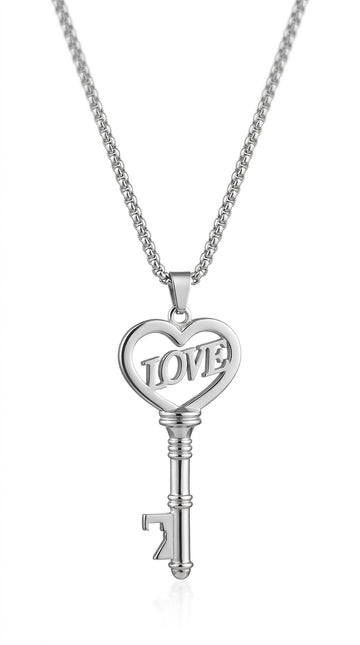 Stainless Steel Necklaces Sweet Heart Key Pendants Choker Chain Korean Fashion Jewelry For Women Jewelry Gifts