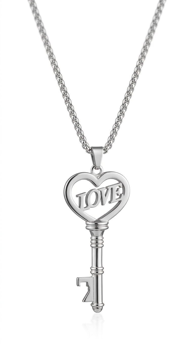Stainless Steel Necklaces Sweet Heart Key Pendants Choker Chain Korean Fashion Jewelry For Women Jewelry Gifts
