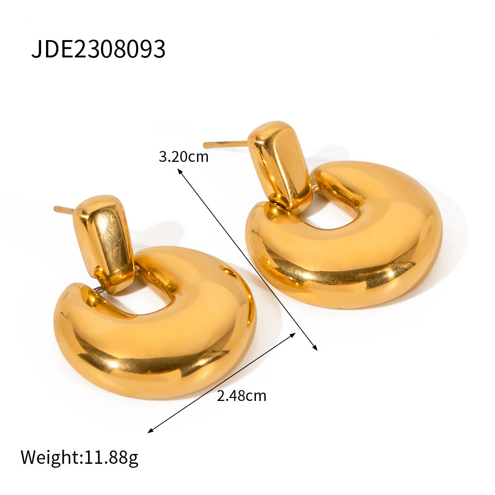 Fashion Simple Round Studs Stainless Steel Anti-allergy Women's Daily Jewelry Wear