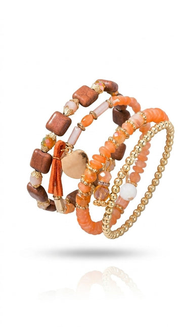 Love With Pendant, Multiple Beaded Bracelets, Ethnic Style Jewelry