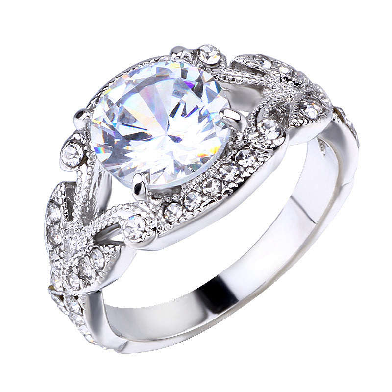 European and American Princess Rings Diamond Rings Tree Leaf Engagement ...
