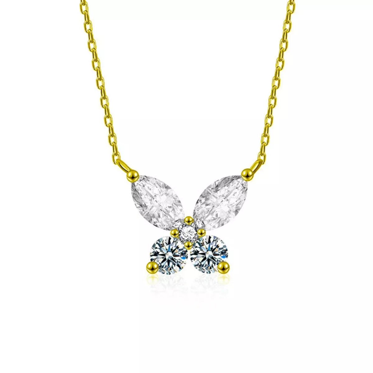 925 Sterling Silver Moissanite Butterfly Necklace