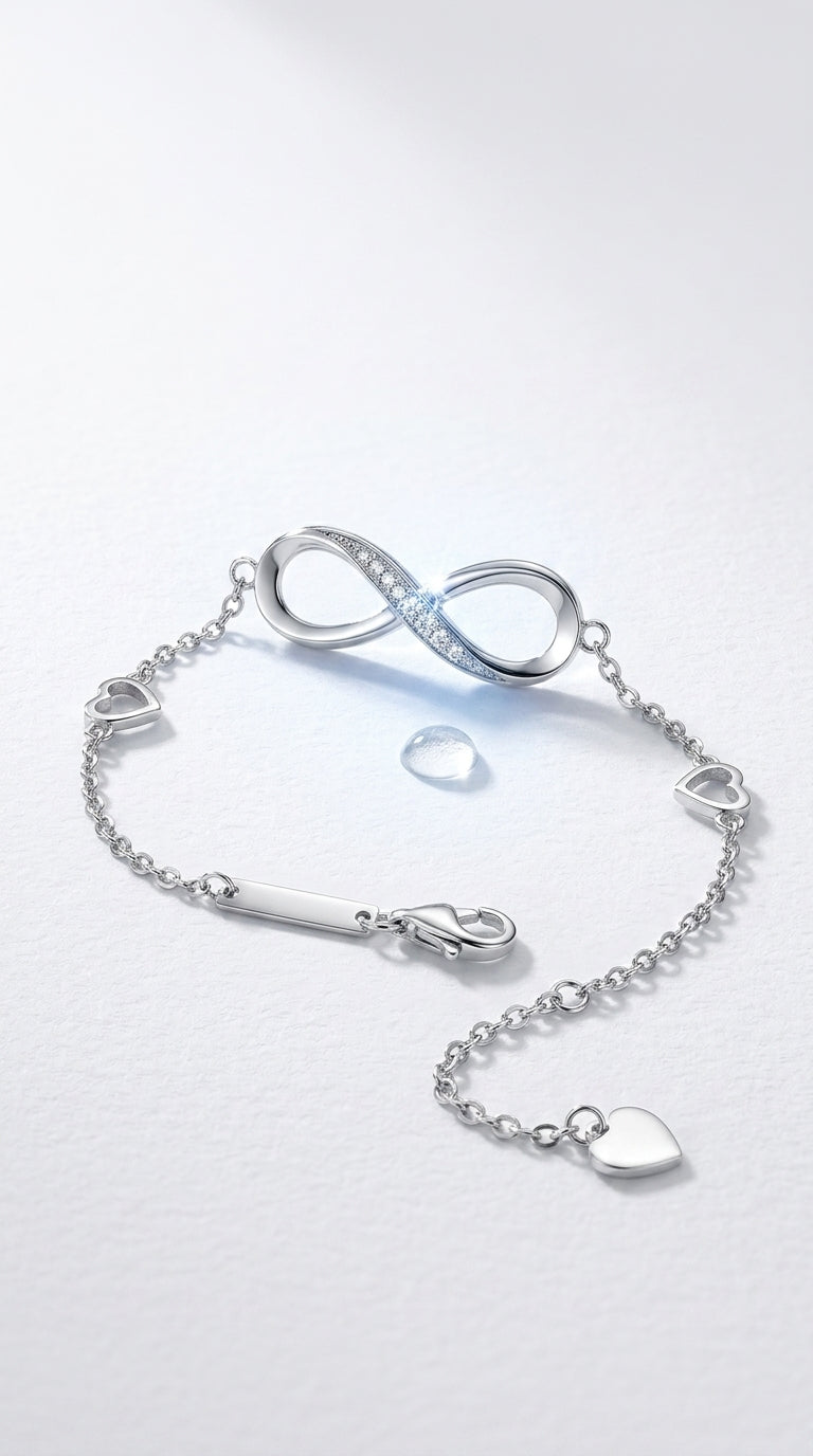 Infinite Love 925 Sterling Silver Bracelets For Women Wedding Adjustable Bracelets & Bangles Anniversary Gift Jewel