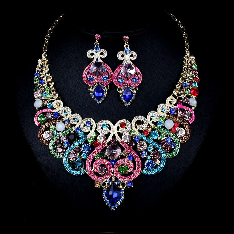 Colorful Bride Necklace, Earring set, Alloy Color Plating LaDidier Jewelry