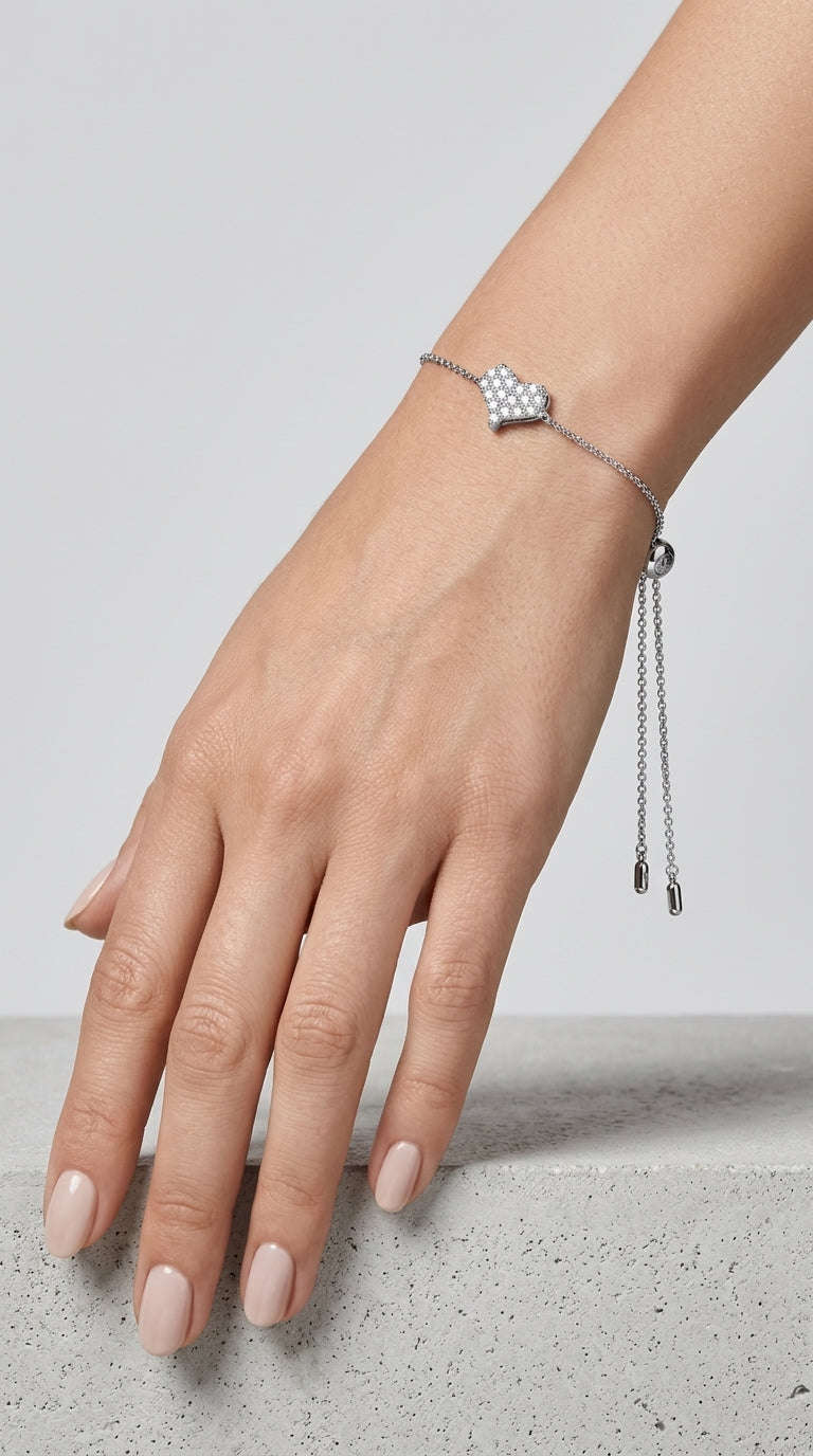 Moissanite 925 Sterling Silver Heart Bracelet LaDidier Jewelry