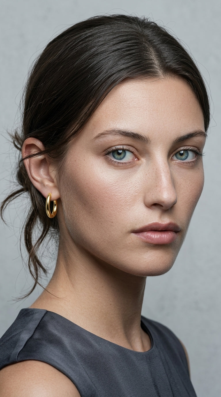14K Gold Plated Sterling Silver Earrings Small Oval Hoop Earrings for Women Trendy Hypoallergenic Earrings Small Thick Huggie Hoops Earrings