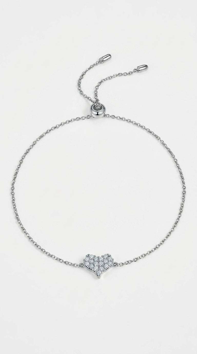 Moissanite 925 Sterling Silver Heart Bracelet LaDidier Jewelry