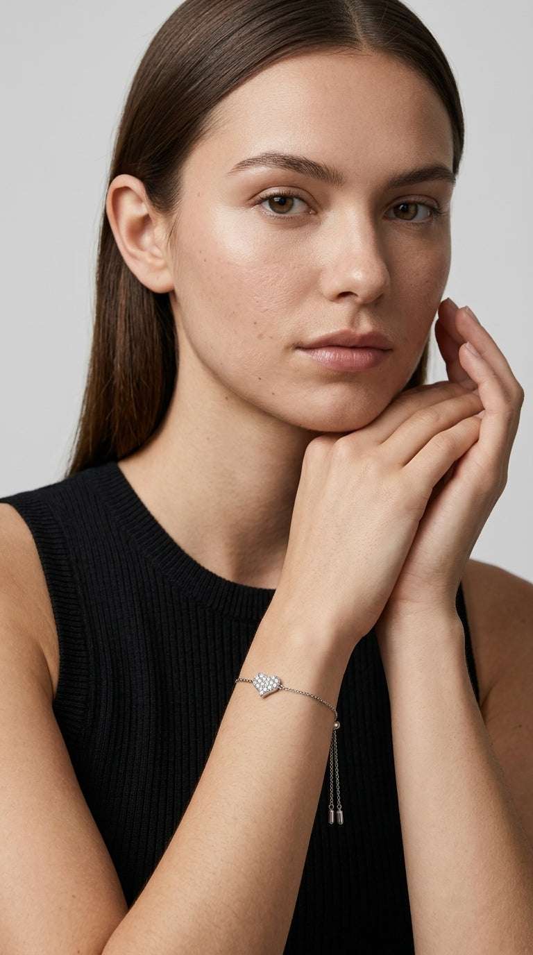 Moissanite 925 Sterling Silver Heart Bracelet LaDidier Jewelry