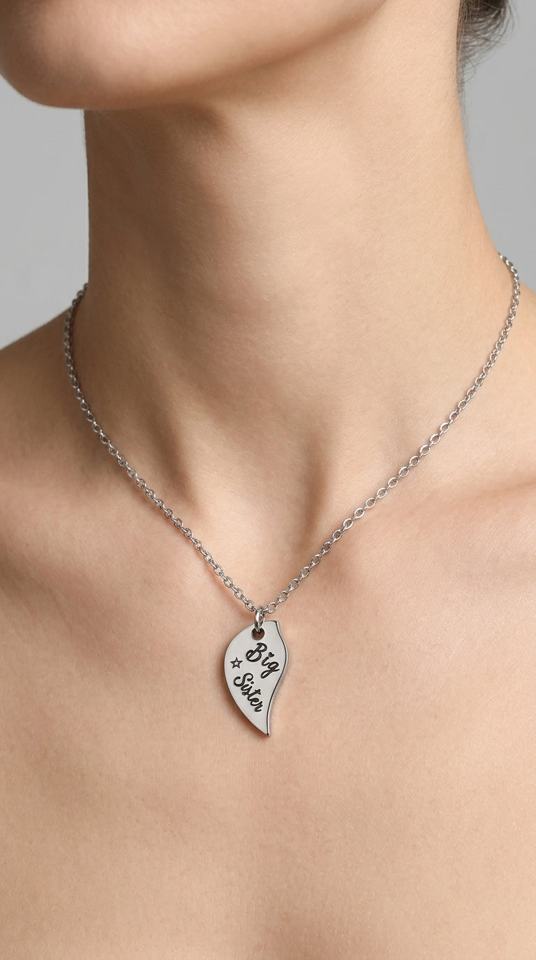 3 PCS Heart-shaped Matching Mom Sisters Necklace Set Stainless Steel Mother Daughter Necklaces