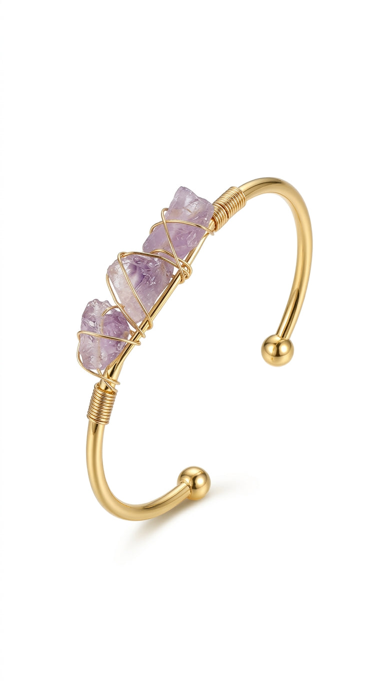 Natural Raw Gemstone Crystal Winding Handmade Braided Bracelets